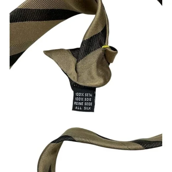 DORMEUIL Men's 100% Silk Necktie LUXURY Tie XL Beige Striped W:3.7 EUC